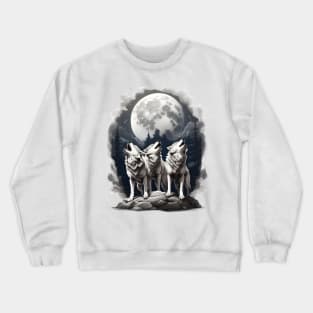 Three Wolves Howling At The Moon Crewneck Sweatshirt